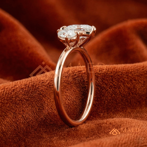 แหวนทองคำ 14K/18K ทรงลูกแพร์ ดีไซน์หินคู่ |   แหวนหมั้นแบบเปิดทันสมัยสำหรับผู้หญิง - Product Image 3
