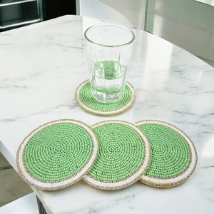 Sous-verres perlés décoratifs, sous-verres de table brodés à la main, sous-verres perlés décoratifs - Product Image 3