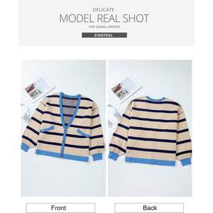 2025 <b>Women's</b> <b>Oversized</b> Striped <b>Cardigan</b> 2024 Fall Winter Open Front Coat Sweaters with Pockets Chunky Print Outwear - Product Image 2
