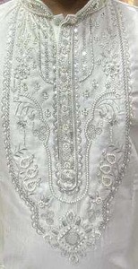 Kurta Tradicional para Hombre con Patrón de Filigrana de Menta, Base BSY, Largo hasta la Rodilla, de Secado Rápido, Antiarrugas, Cuello Mandarín, para Fiestas y Bodas - Product Image 2