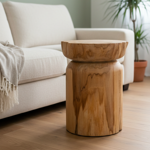 ARTERRA Tabouret rustique en teck naturel, artisanat en bois massif, pour hôtels de luxe, villas, entrepôts et appartements - Product Image 3