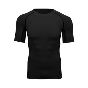 T-shirt de compression pour homme 100% coton, jersey uni, sérigraphie, manches courtes, séchage rapide, écologique, 4XL, entraînement fitness - Product Image 6