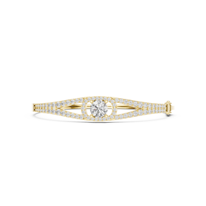 Yellow Gold Lab Grown Diamond Open Cuff <b>Bangle</b> <b>Bracelet</b> for Women Luxury Wedding Engagement Fine Jewelry - Product Image 2
