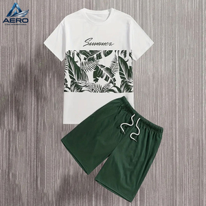 Green White Contrast Color Latest Style Men Street Wear Summer Short <b>Shirt</b> Set Men's Breathable Short Sleeve <b>Shirt</b> and Shorts - Product Image 2