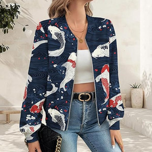 Low Rate High Quality Customized <b>Womens</b> Bomber <b>Jacket</b> Hot Selling Breathable Comfortable Casual Floral Single Sheep Skin - Product Image 3