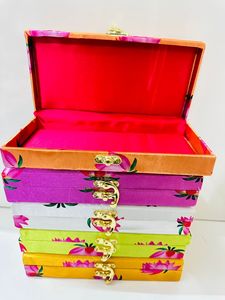 Luxury Handmade <b>Floral</b> Silk Jewelry Organizer <b>Box</b> with Golden Lock Elegant Bridal Gift <b>Box</b> for Weddings Return Gifts - Product Image 1