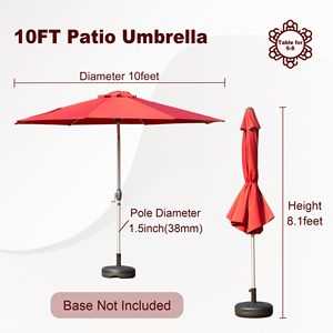 Ombrellone da Patio 10FT con Manovella e Pulsante di Inclinazione, Protezione UV, Impermeabile, per Esterni, con Base - Product Image 5