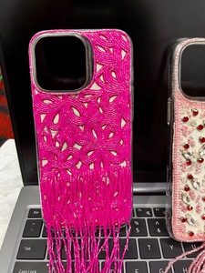 CRYSTAL CRAFT for Beaded Embroidery <b>Phone</b> <b>Case</b> with Tassel Crystal Rhinestone Bohemian Cover for iPhone <b>6</b> Inch - Product Image 5