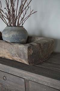 Antique Rectangle <b>Wooden</b> <b>Trough</b> Rustic Farmhouse Display Tray Long Vintage Wood Planter Bowl Home <b>Garden</b> Decor - Product Image 4