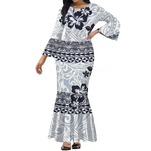 Venta Directa de Fábrica, Vestido Largo Informal para Mujer, Diseño Hawaiano, Estampado Polinesio, Talla Grande 5XL, Vestido de Alta Calidad con Mangas Acampanadas - Product Image 1