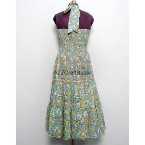 Nouvelle Robe Longue de Luxe Fendue et Dos Nu en Coton Imprimé à Col Halter, Idéale pour Soirées Formelles, Respirante et Décontractée Printemps-Automne - Product Image 5