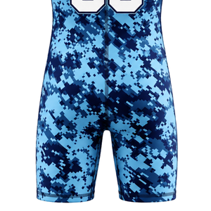 <b>Men</b> Blue Camouflage Sublimated <b>Wrestling</b> <b>Singlet</b> Polyester Sleeveless Athletic Sports Uniform <b>Wrestling</b> Training Competition - Product Image 5
