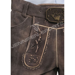 Shorts bavarois en cuir de chèvre véritable, vintage, écologiques, personnalisés et brodés pour homme, hiver - Product Image 4