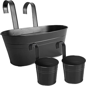 Juego de 3 macetas de metal para barandilla, macetas colgantes para arrendatarios, jardineros, hogar, apartamento, balcón. - Product Image 1