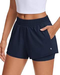 Women's High Waisted Quick Dry <b>Running</b> Shorts Athletic Workout Shorts with Mesh Liner and Zipper Pockets - Product Image 1
