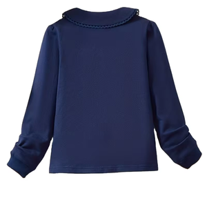 Girls' Polo Shirt Elegant Fashion Lace Collar Suitable for 3-12 Year Old Girls <b>Long</b> Sleeve T-Shirt School & Outdoor Wear Button - Product Image 2