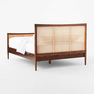 Cama Diván Estilo Francés Moderna con Ratán Natural Tejido y Madera de Teca, Juego de Muebles para Dormitorio - Alea - Product Image 4