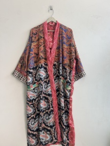 Kimono de Seda Estilo Boho para Mujer, Túnica con Parches Indios, Estampado Floral Paisley, Ropa de Verano para Vacaciones, Ropa de Dormir, Cuello en V, Transpirable - Product Image 5