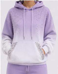 Sudadera con Capucha Personalizada para Mujer, Transpirable, de Poliéster/Algodón, Resistente al Viento, con Pedrería, de Alta Calidad, con el Mejor Diseño - Product Image 5
