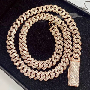 สร้อยคอเงินแท้ชุบทองแบบคิวบาปรับแต่งได้ ของขวัญหมั้น เครื่องประดับแฟชั่นสุดหรู ประดับด้วยเพชรโมอิสซาไนต์ - Product Image 1