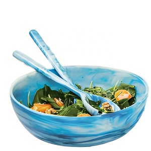 Cucharas para servir ensalada de resina azul, diseño clásico pulido, ecológicas, apilables, aptas para lavavajillas, para uso doméstico, fiestas, hechas a mano - Product Image 1