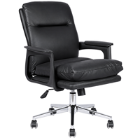Chaise de bureau exécutive ergonomique moderne en cuir PU, avec rembourrage profond, base chromée, hauteur réglable, roulettes pivotantes, pour usage scolaire
