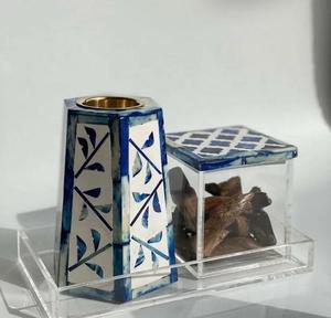 Bone Inlay Incense Bakhoor Burner With Acrylic <b>Box</b> - Product Image 2
