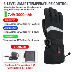 Winter Outdoor Sports Touchscreen 7.4V <b>Battery</b> <b>Heated</b> Gloves with Adjustable Temperature for Motorcycle Ski Riding - Product Image 5