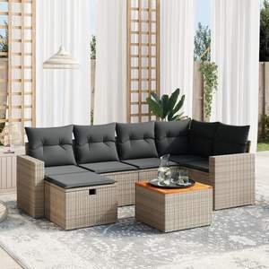 Conjunto de Sofás Modulares Grandes de Ratán PE Gris para Jardín, Colección Premium de Muebles Modulares para Exteriores - Product Image 1