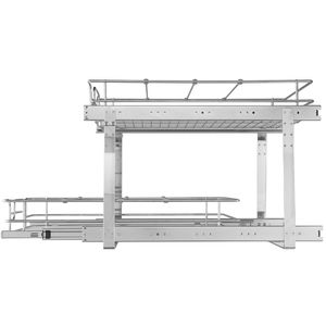 Tiroirs coulissants robustes en acier à 2 niveaux 14" L x 21" P x 15" H, étagères coulissantes pour armoires, organisateur de placard - Product Image 2