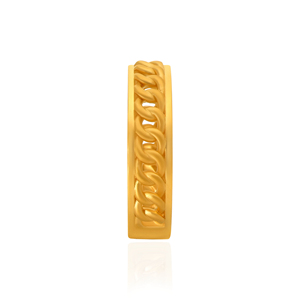 Bague chaîne entrelacée en or jaune, motif maillons gourmette, large bande, bijoux fins de luxe contemporains, vente en gros - Product Image 4