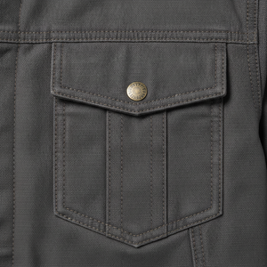 Chaqueta de lona gris oscuro con capucha para hombre, con forro de sherpa y cierre de botones, estilo casual para otoño. - Product Image 6