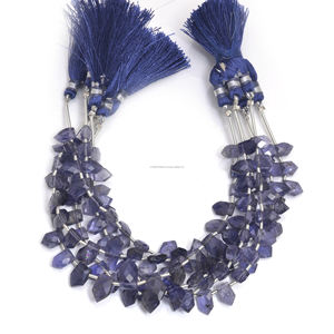 Brin de haute qualité de 6 pouces d'iolite à facettes (bleu) perles de pierres précieuses en forme de cravate naturelle belle fabrication de bijoux faits à la main - Product Image 1