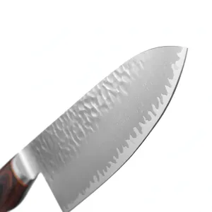 Couteau de chef classique de 8 pouces, lame à motifs argentés, manche en bois grainé brun, outil de découpe de cuisine pour couper les fruits et les légumes, cuisiner - Product Image 6
