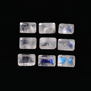 Lote al por mayor de piedras preciosas sueltas de piedra lunar arcoíris natural de 5x7 mm, corte octogonal facetado y calibrado, para la fabricación de joyas. - Product Image 2