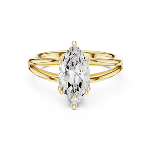 Classic <b>Split</b> Shank 14K Yellow Gold IGI Certified Lab Grown Diamond 2 CT Marquise Cut Anniversary Wedding Engagement Halo <b>Ring</b> - Product Image 1