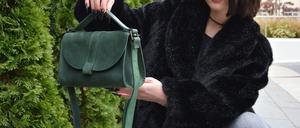 Petit sac à bandoulière en cuir LCS-0057B fait à la main pour femmes mignon fermeture à glissière sac à main cadeau - Product Image 4