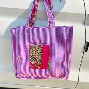 Quilted Cotton Handprinted Reversible Mini <b>Tote</b> <b>Bag</b> Eco-Friendly Sustainable <b>Sturdy</b> Grocery <b>Bag</b> - Product Image 1