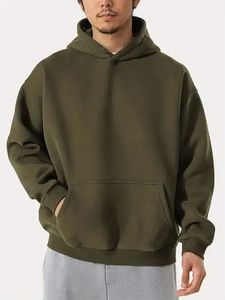 Sweat-shirts à capuche pour hommes de bonne qualité, doublés en polaire, chauds, coupe classique, décontractés, grandes tailles, couleur unie, hiver, de BD - Product Image 3
