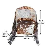 Echte handgemachte Animal Print Pelz Leder Fransen Rucksack Haare auf Fell Fell Leder Stilvolle Rucksack Western Style Quaste Rucksäcke