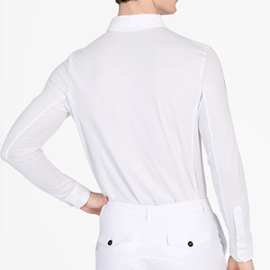 <b>Men</b> Equestrian Slim Fit Short Sleeves Shirt Hook Loop Closure Lightweight Breathable Stretch Fabric Horse Riding <b>Base</b> <b>Layer</b> - Product Image 4