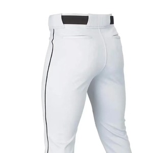 Unisex <b>White</b> Baseball Pants Tapered Fit Breathable 100% Polyester Full Length Sport Pant <b>Button</b> Fly Closure Custom Team Brand - Product Image 2