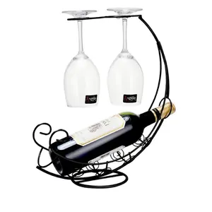 Soporte de Metal para Botellas Hecho a Mano al por Mayor, Exhibidor de Vino Moderno para el Hogar o Bar, Soporte de Botellas de Metal de Diseño Artesanal - Product Image 1