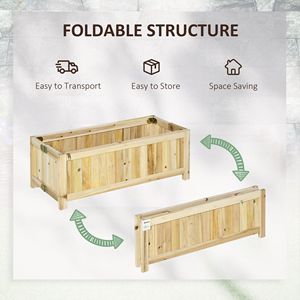 Jardinière surélevée pliable en bois 28x12 pouces pour légumes, herbes et fleurs dans la cour ou le patio - Product Image 4