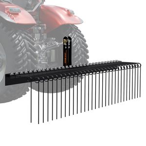 Râteau désherbeur paysager de 72 pouces avec 32 dents en acier, adaptable pour attache 3 points catégorie 1, outil désherbeur de pelouse - Product Image 1