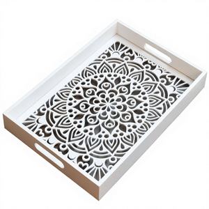 ถาดเสิร์ฟไม้ทำมือรักษ์โลกขนาดใหญ่ ดีไซน์หรูหรา พิมพ์ลายมีนา สำหรับตกแต่งบ้าน ร้านอาหาร และโรงแรม - Product Image 1