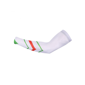 Manchons de compression pour cyclisme, blancs avec rayures rouges et vertes, protection anti-UV pour adultes, unisexe, pour le sport - Product Image 5