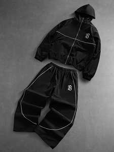 Conjunto Deportivo de Dos Piezas Personalizable, Unisex, Talla Grande, Ligero, para Invierno, Color Sólido, con Material de Poliéster/Nailon - Product Image 2