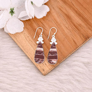 Magnifiques Boucles d'Oreilles Tendance en Jaspe Malinga Naturel, Forme Ovale, Plaqué Argent, Monture en Laiton, Vente en Gros pour Femmes et Filles - Product Image 2