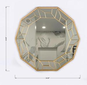 Miroir mural en laiton irrégulier moderne avec bordure géométrique décorative, design artisanal pour salon et chambre à coucher - Product Image 2